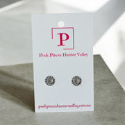 Sunflower silver stainless steel studs