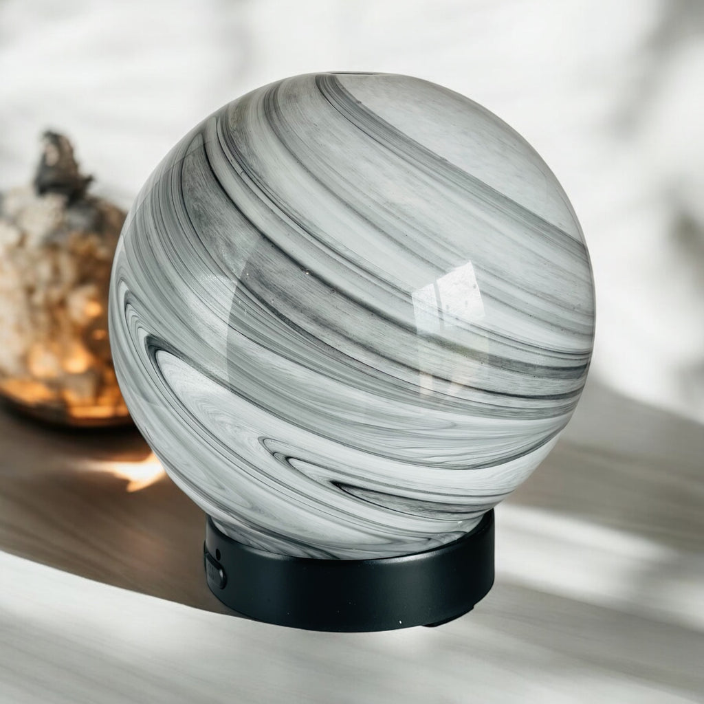 Black swirl sphere electric diffuser | Posh Pieces Hunter Valley