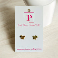 Butterfly gold stainless steel studs