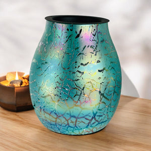 Teal Crackle electric wax warmer (heat plate, no globe)