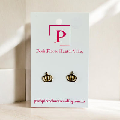 Gold Crown Studs