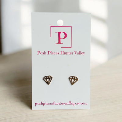 Diamond shape rose gold studs