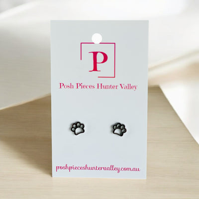 Paw silver stainless steel studs