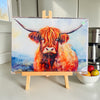 Glass chopping board - colourful highland cow