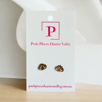 Lotus rose gold studs