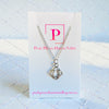 Horseshoe diamond shape silver necklace