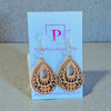 Tan filigree drop timber earrings