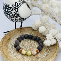 Chocolate lava beads with agate gemstones