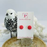 Tomato red dots fabric studs