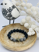 Black and charcoal lava beads