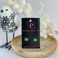 Frog earrings - metal & enamel studs