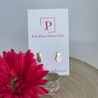 Pineapple rose gold studs