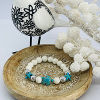 White lava beads with turquoise marine beads